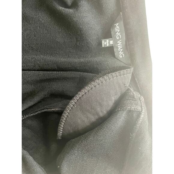 MING WANG BLAZER KNIT TAILORED BLACK LEOPARD TRIM SZ M SHOULDER PADDED AESTHETIC - Picture 9 of 16